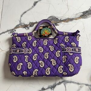 Vera Bradley Quilted Purple Paisley Tote Bag & Coin Purse